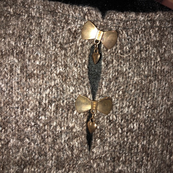 PREOWNED HENDI SZ S Brown Knit Top see through puffy snake print sleeves - Picture 4 of 7